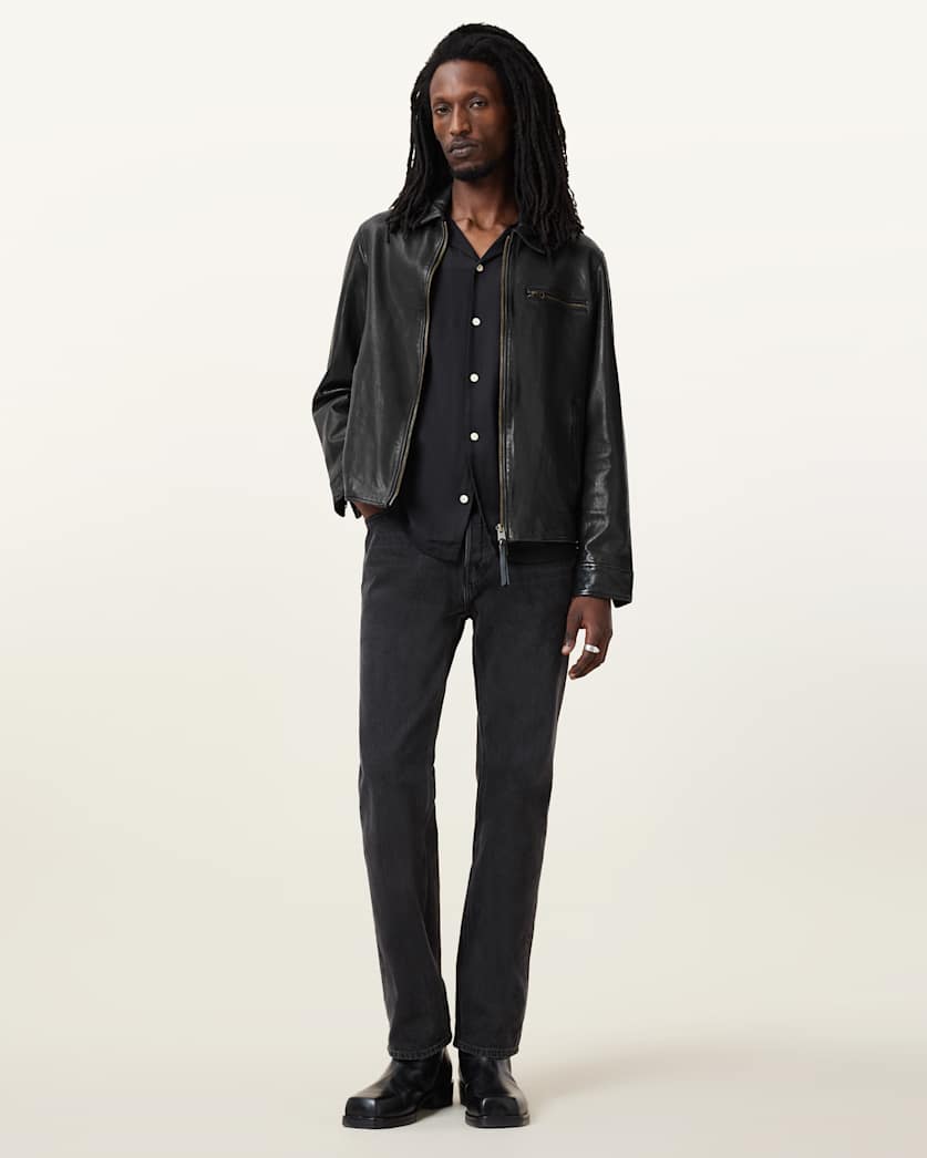 All Saints Miller Leather Jacket Black 2026 Store
