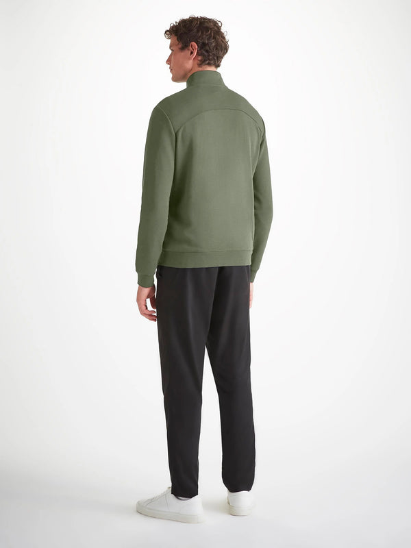 Derek Rose Men's Half-Zip Pullover Quinn Cotton Modal Soft Green Soft Green