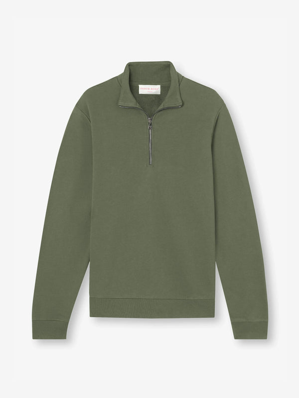 Derek Rose Men's Half-Zip Pullover Quinn Cotton Modal Soft Green Soft Green 2026 Discount